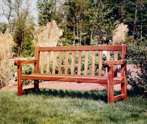 8′ Teak Wood Bench with Arms